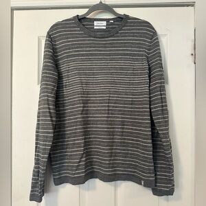 Calvin Klein Striped Gray and White Crewneck sweater